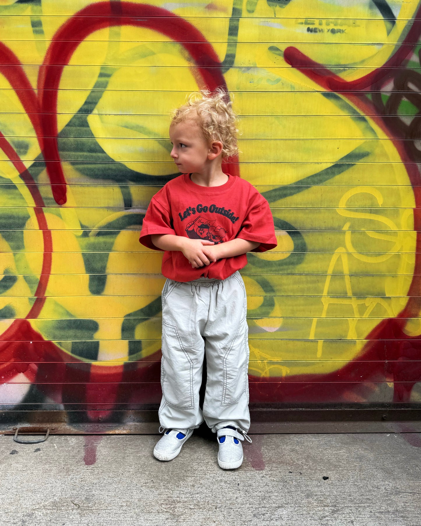 Let’s Go Outside Tee – Red & Blue
