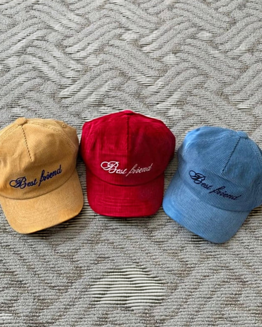 Corduroy Cap – Mustard / Red / Sky
