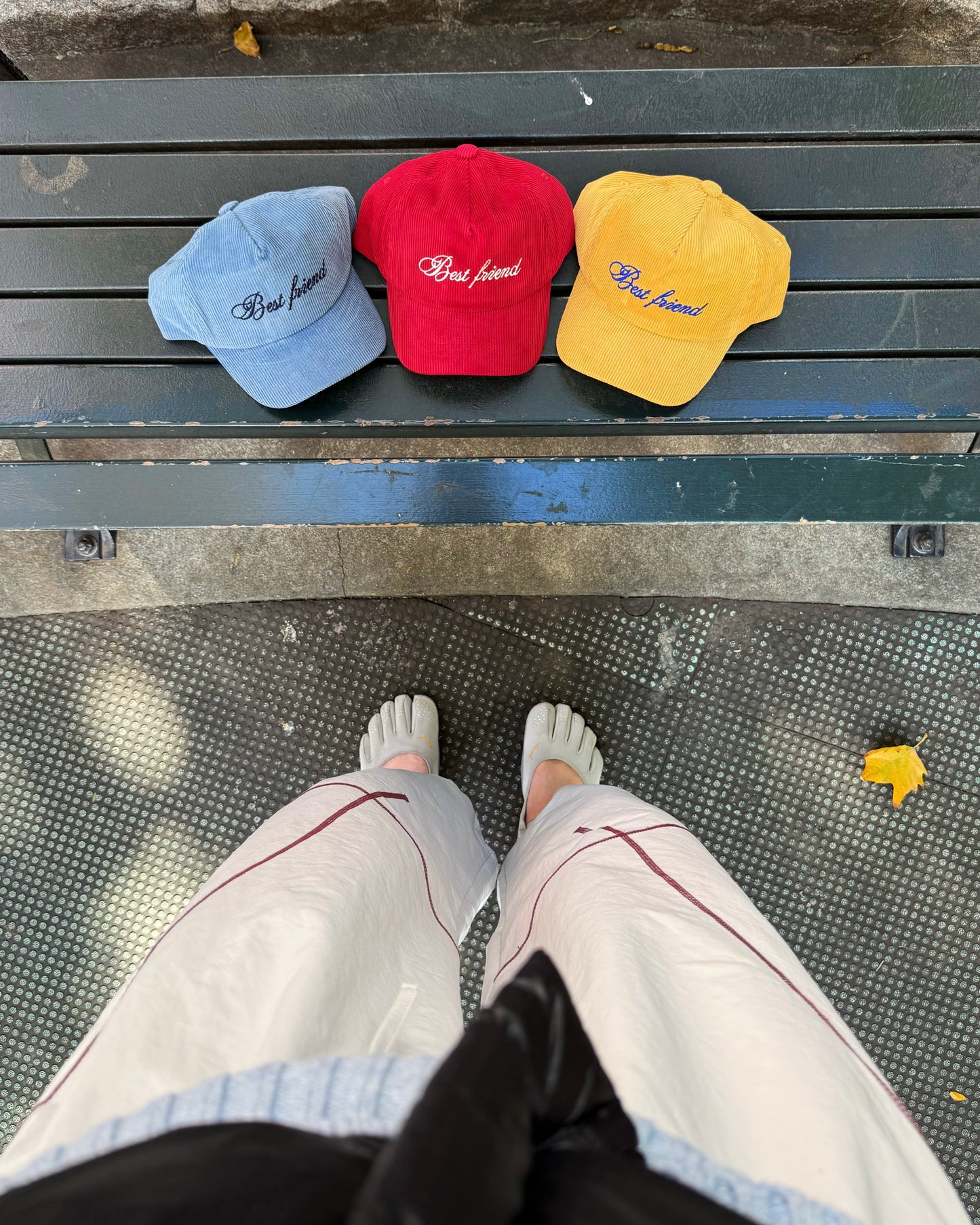 Corduroy Cap – Mustard / Red / Sky