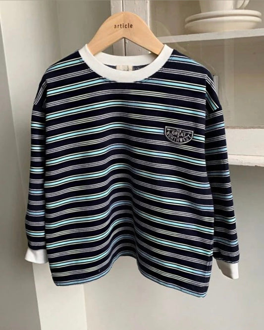 Skater Stripe Tee – Navy + White