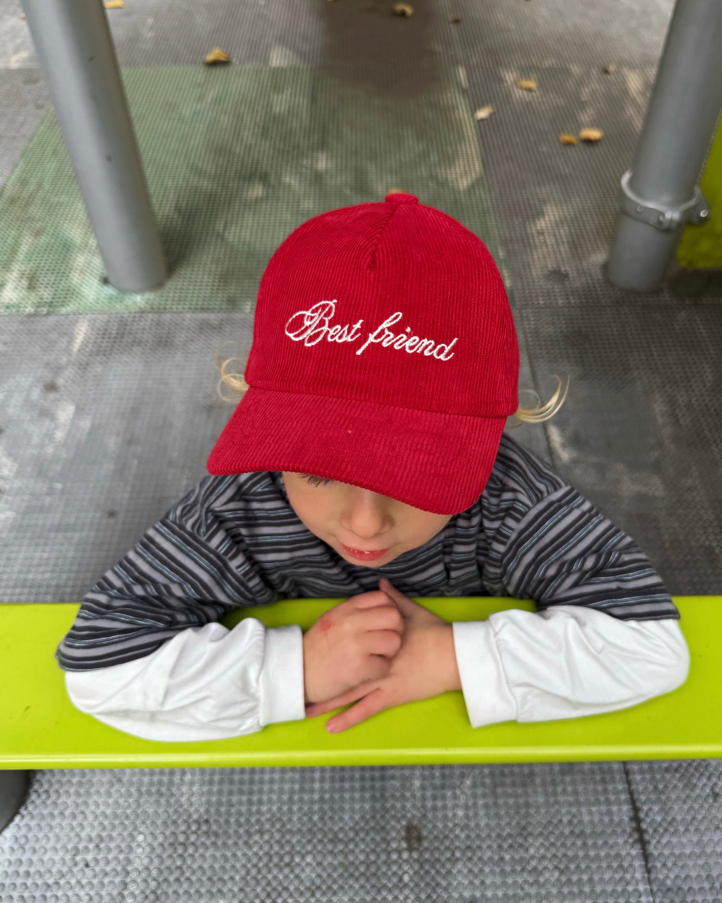 Corduroy Cap – Mustard / Red / Sky