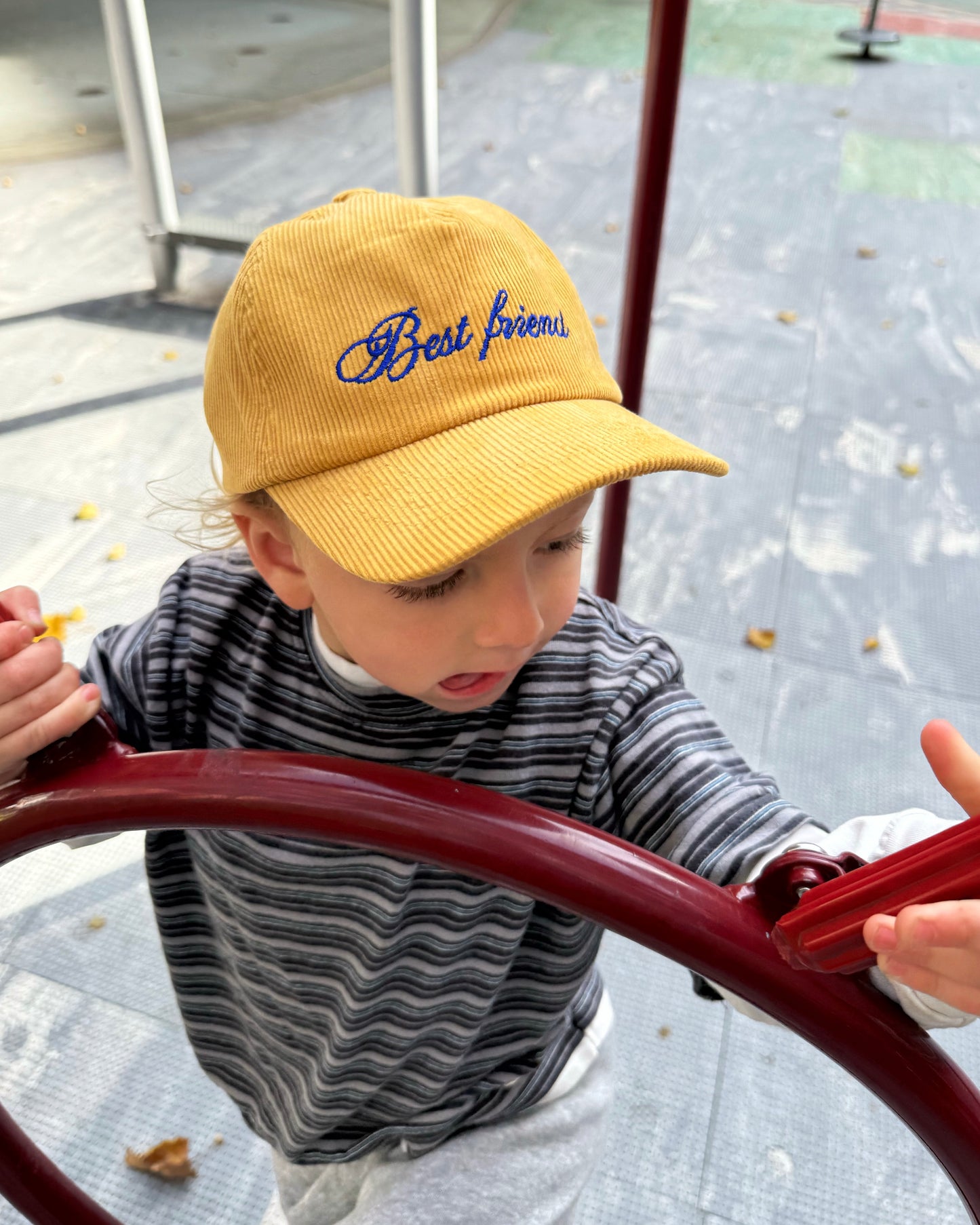 Corduroy Cap – Mustard / Red / Sky