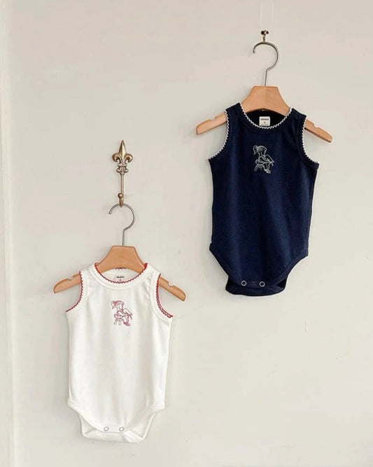 Lulu Love Sleeveless Suit – Ivory & Navy