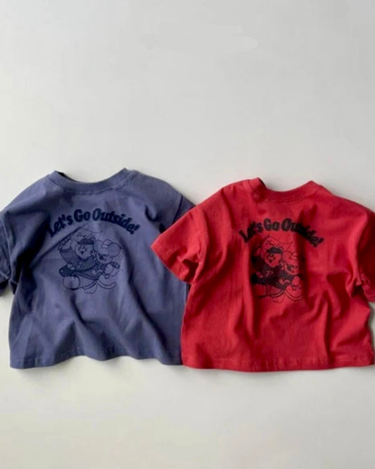 Let’s Go Outside Tee – Red & Blue