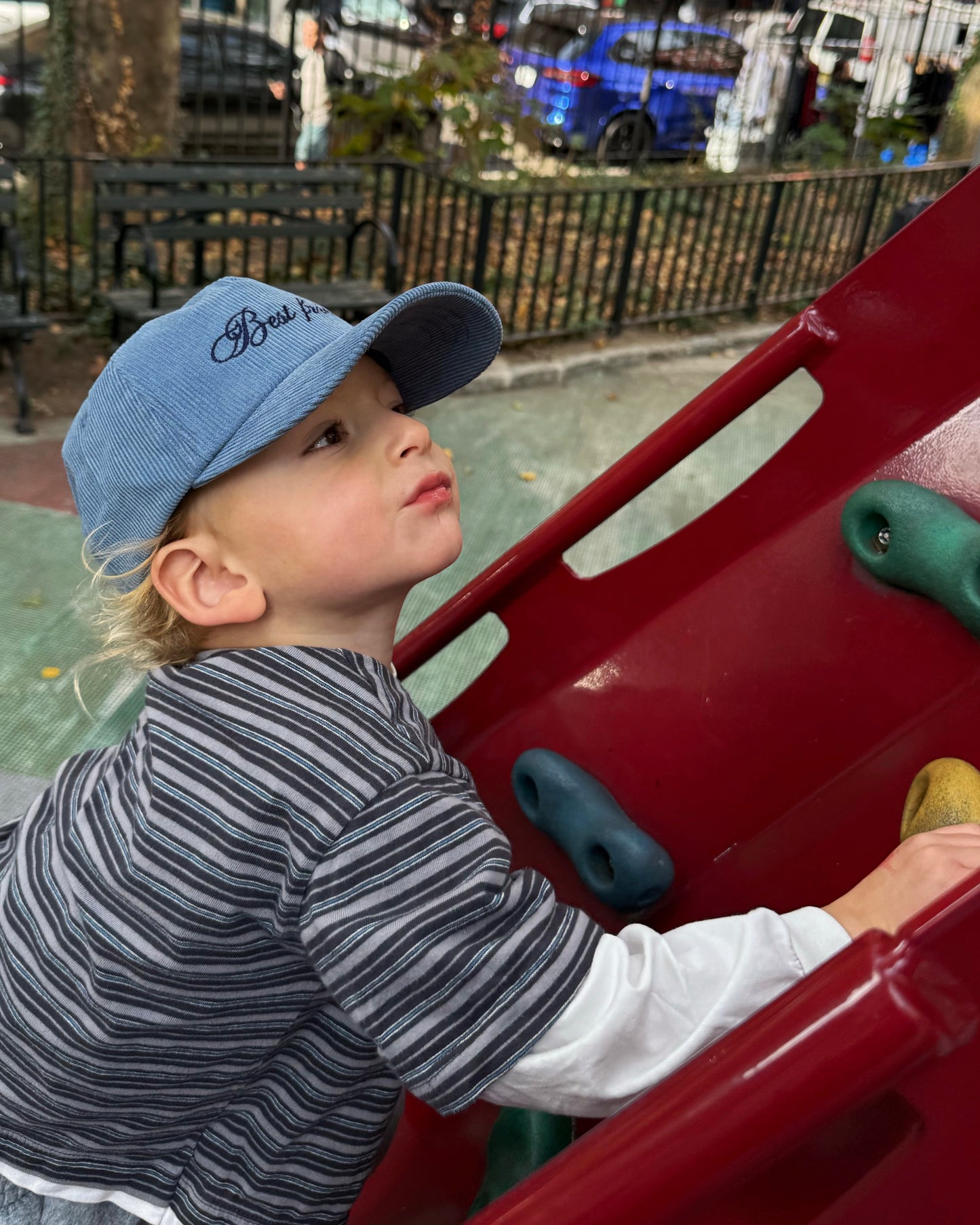 Corduroy Cap – Mustard / Red / Sky