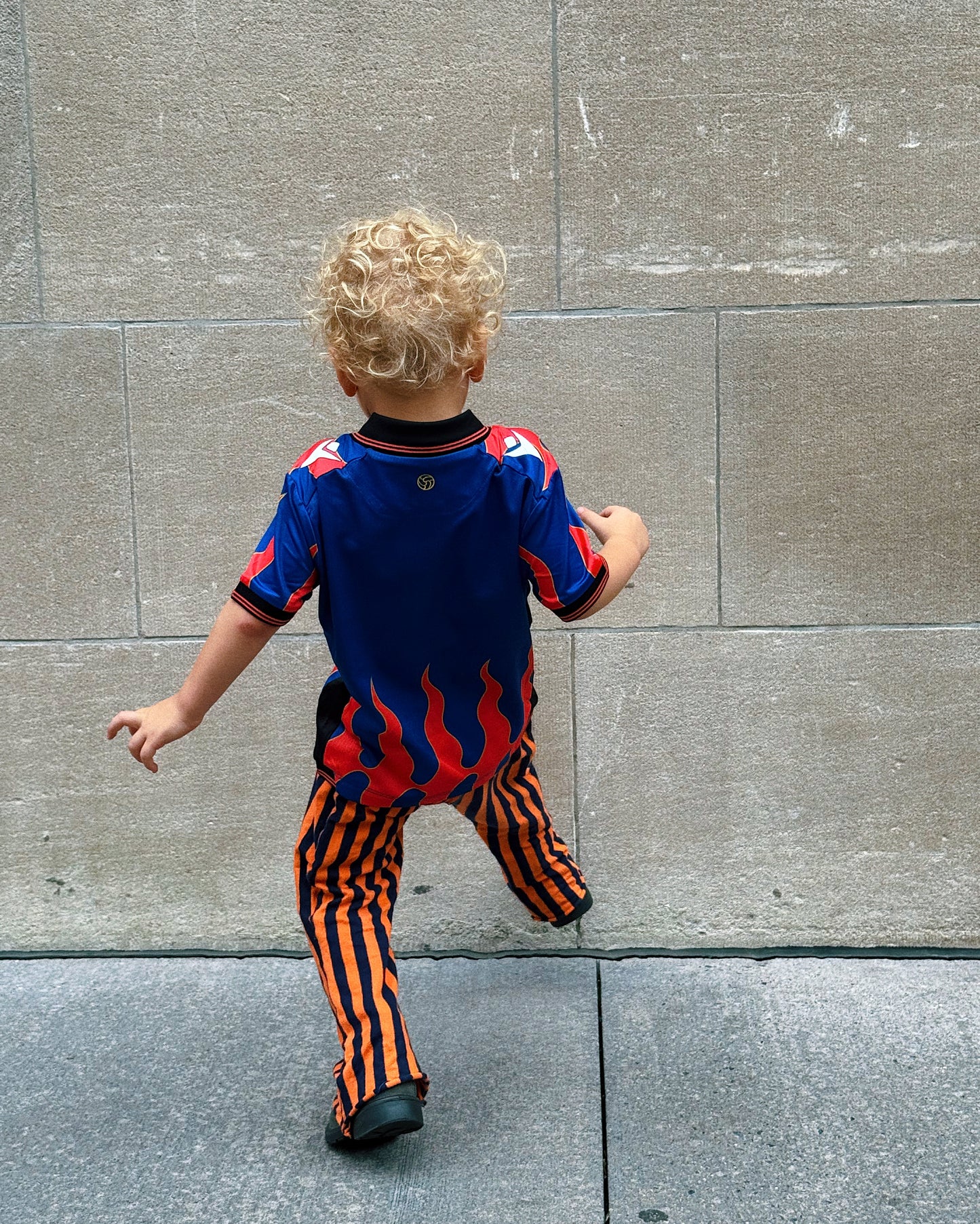 Striped Disco Flare – Orange + Navy