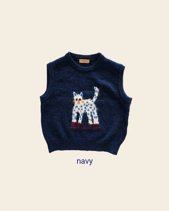 Kitty Knit Vest – Navy