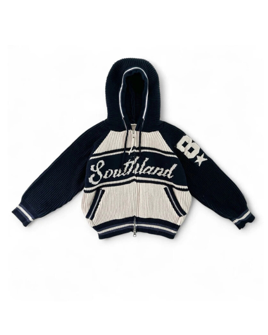 Southland Zip-Up Hoodie – Black & White Retro